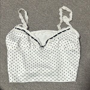 Polka Dot Lace Trim Women's Top
